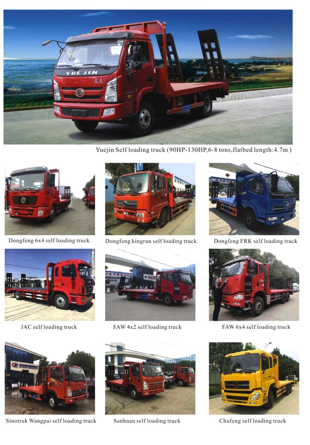 Dongfeng Selfloading Flatbed Excavator Loader Harvester Transport Truck
