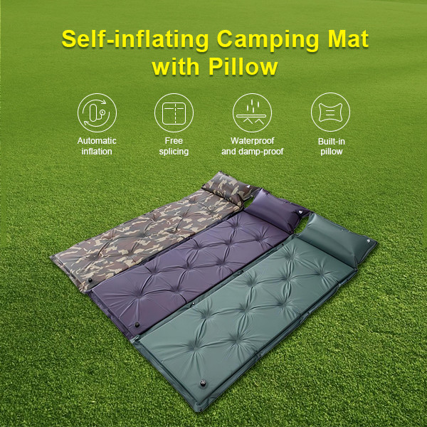 PVC Self Inflating Sleeping Pad 0.90kg Outdoor Inflatable Mattress For Camping