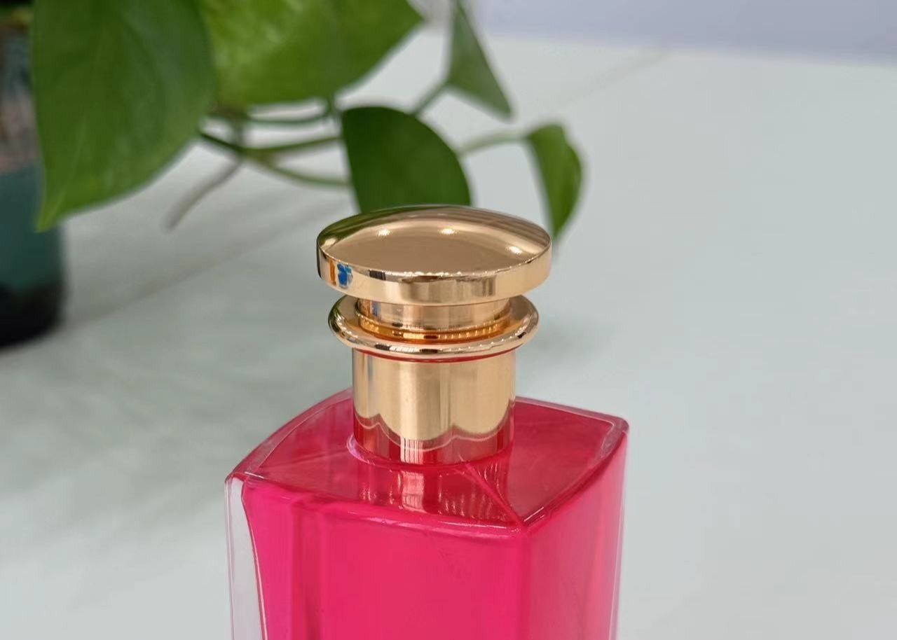Shimmering T-Shaped Zamak Metal Perfume Cap Perfume Lids With Customized Color