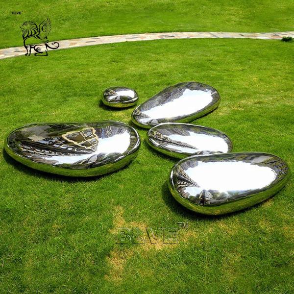 Stainless Steel Garden Stone Sculpture Mirror Polished Park Decoration Abstract