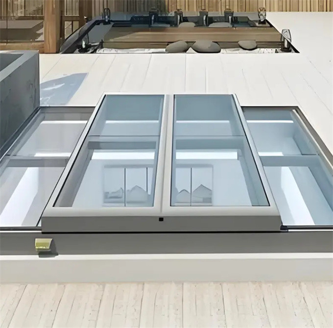 Electric Or Manual Skylight With Welded Aluminum Frame And Horizontal Opening Pattern