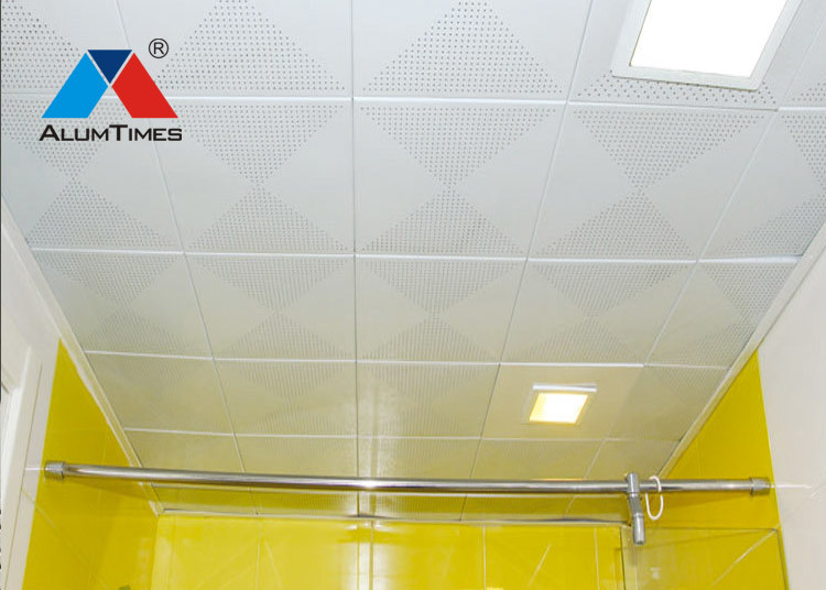 Wood Grain Perforated Acoustic Ceiling Tiles For Contemporary Living Room Decoration