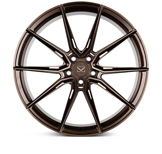 1 Piece Audi Forged Aluminum Alloy Wheels Y Shape 5Spoke Black With Orange Face
