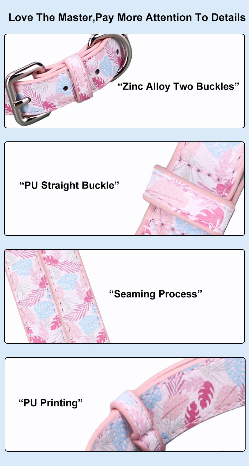 Pu Leather Personalized Dog Collars Custom Printed Charms Designer Dog Collars