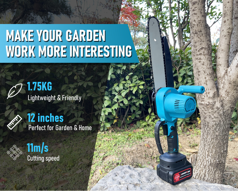 Garden Tools 12 Inch Lithium Rechargeable Cordless 20V Electric Chain Saws Small