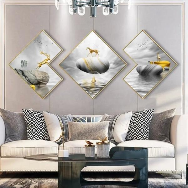 Aluminum Frame Crystal Porcelain Painting Wall Art Japanese Style For Living