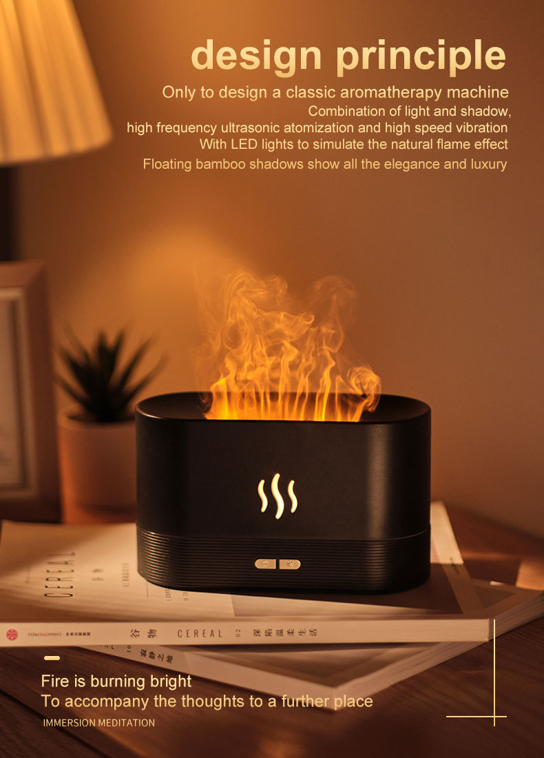 Homefish OEM Humificador Difusor De Aromas 180Ml Diffuser Simulation Flame Humidifier Ultrasonic Mist Air Humidifier Aroma