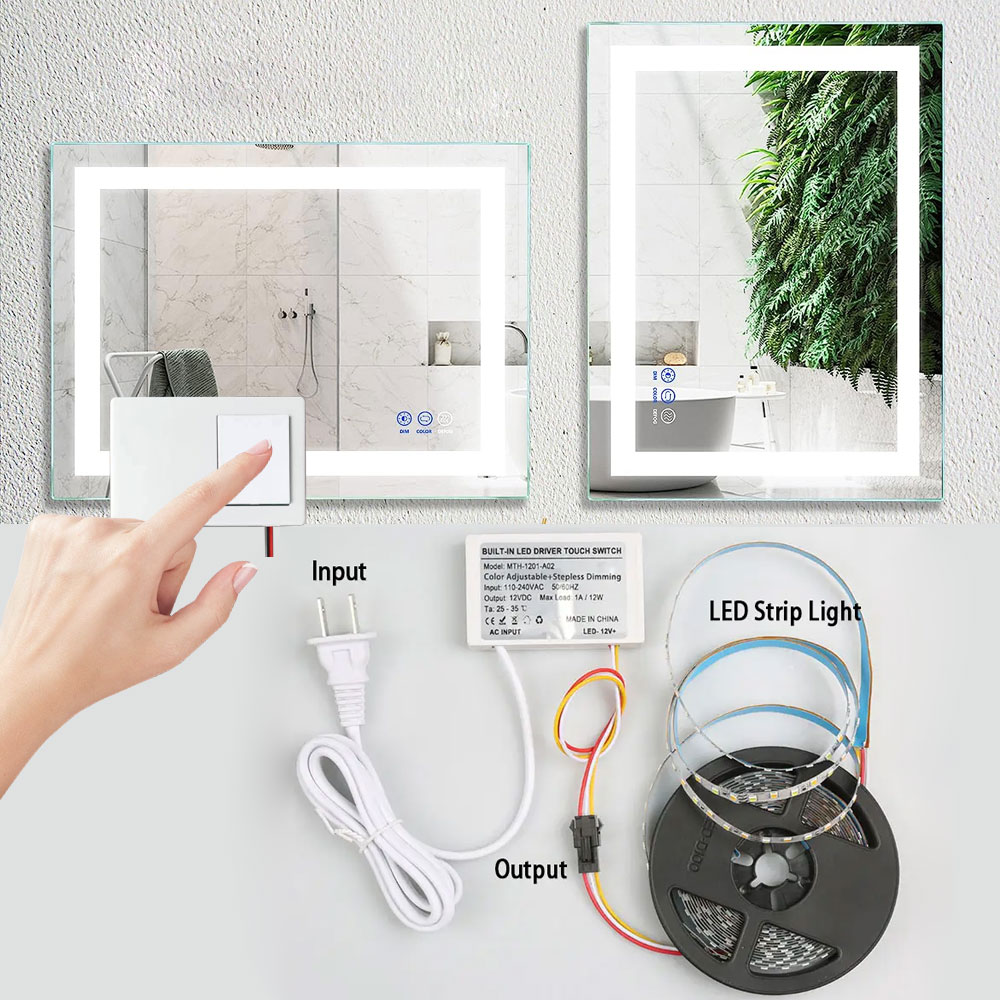 24W Smart LED Dual Touch Dimming Sensor With Built-In Power Supply for Single/Three Color Control and Defogging