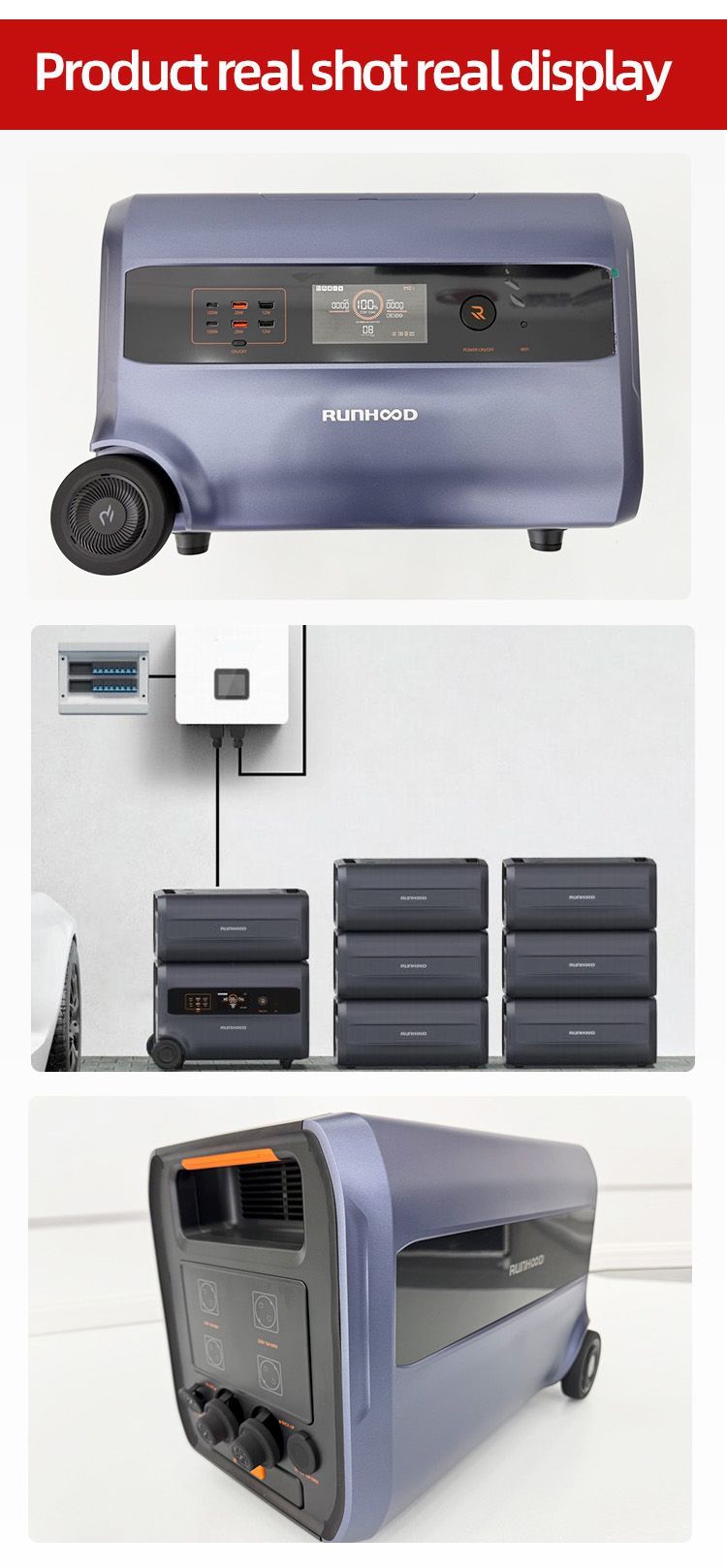 High-Capacity 2400wh LiFePO4 Lithium Lon Battery Pack Photovoltaic Solar Energy Storage with Bluetooth