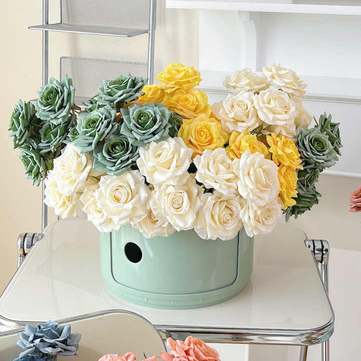 Wholesale Cheap Faux Flower 7 Head Silk Rose Bouquet Artificial Flower Pink for Home Wedding Decoration Romantic