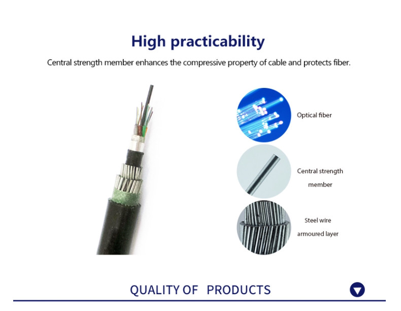 795kg/Km Subsea Fiber Optic Heavy Duty Armoured Cable GYTA5333 4-144 Core Single Mode