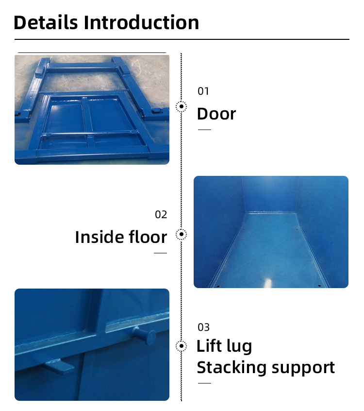 Industrial Steel 3M3 - 8M3 Skip Bin Waste Skip Garbage Bin For Hotels And Restaurants