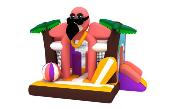OEM Outdoor Bounce House Combo Flamingo Cartoon Theme Inflatable Bouncer With