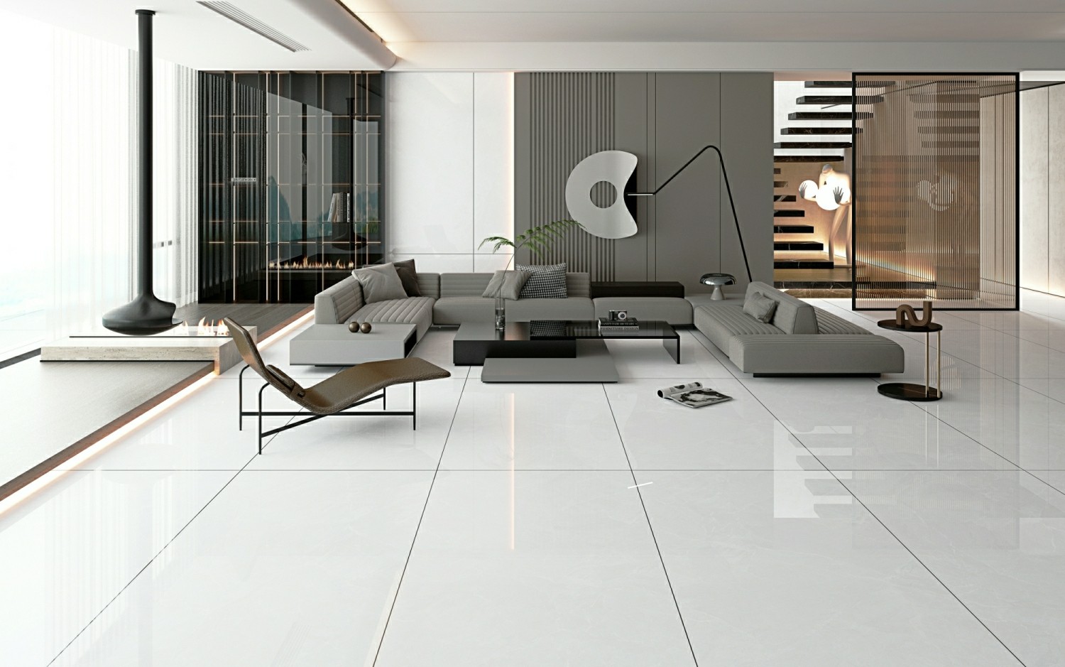 Decorative 900x1800x9mm Vintage Gray Outdoor Wall And Indoor Floor Glazed Polished Porcelain Tile For Hotel