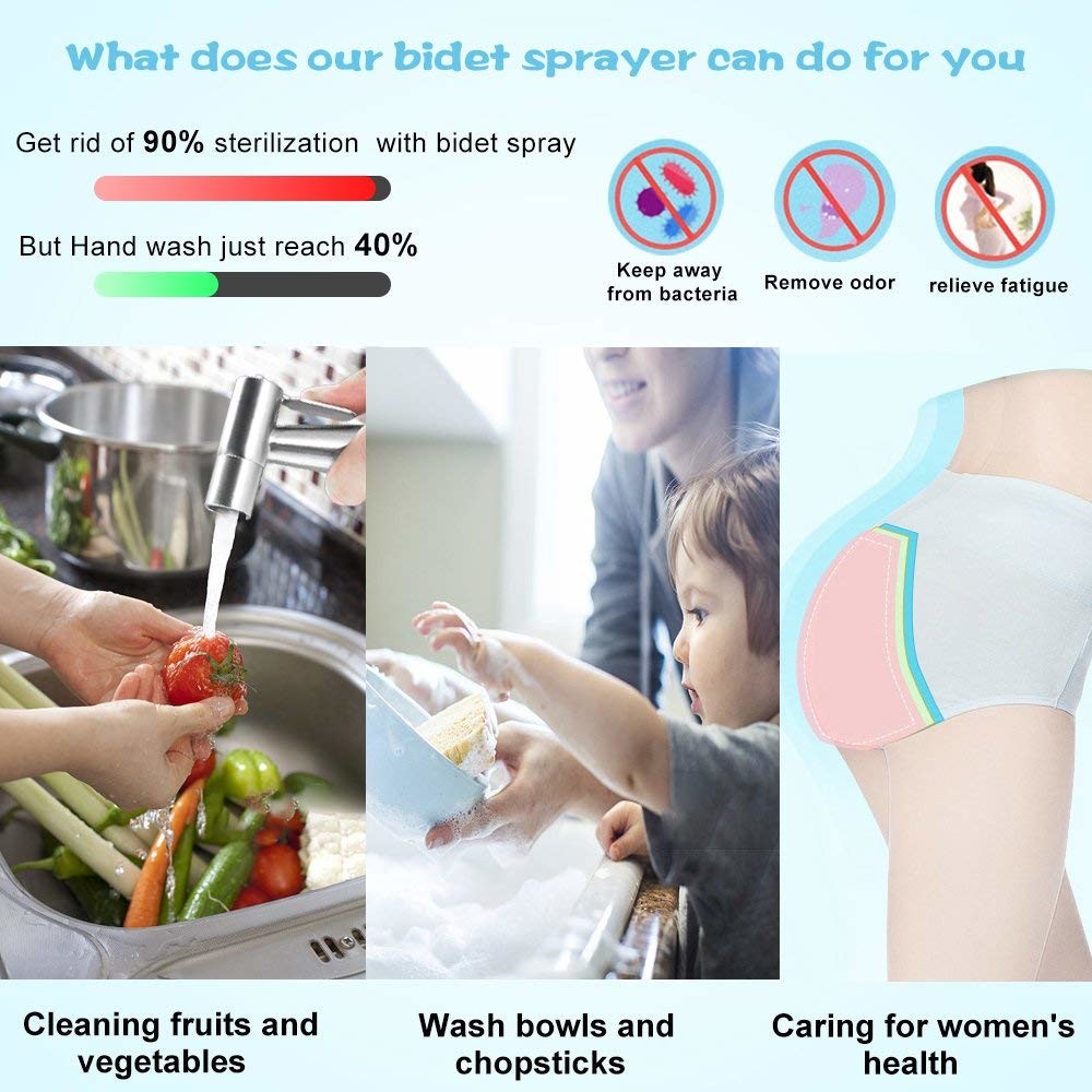 Thumb Pressure ABS Toilet Spray Shattaf Hand Held Chrome Plating
