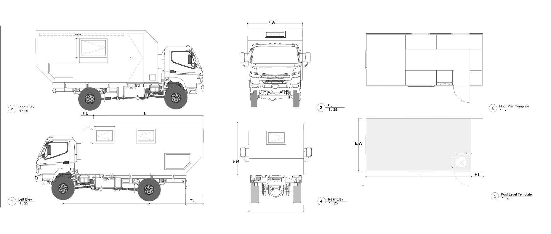 50mm Side Wall FRP Motorhome Truck Camper Shell for DIY Overland and Slide-In Camper