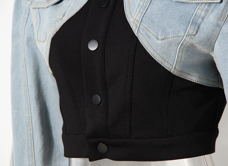 Female Short Casual Sleeve Jean Jackets Denim Cropped Jacket Hot Girl Fashionable Breathable Retro Long