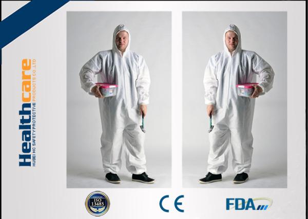 Liquid Resistant Disposable Coveralls With Hood , Protective Coverall Suit