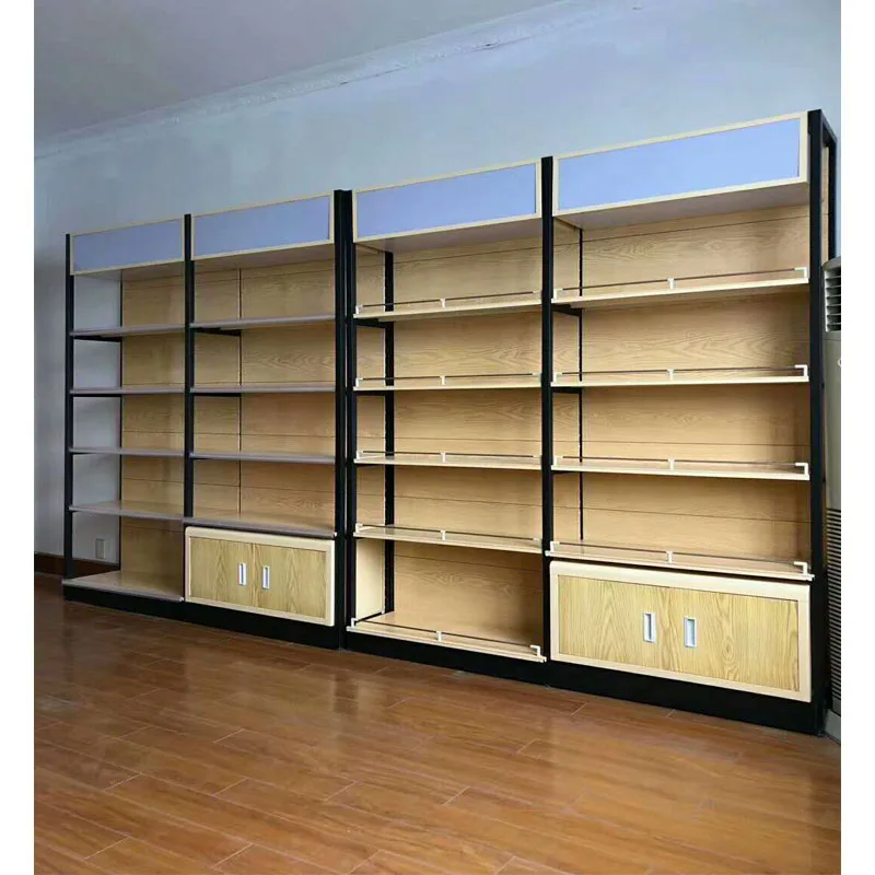 wholesale supermarket shelves shop racks gondola shelving with side net store shelves