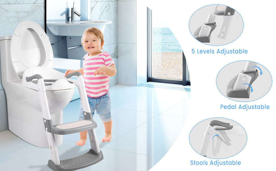 Luxury Toddler Potty Ladder Toilet Seat Ergonomic