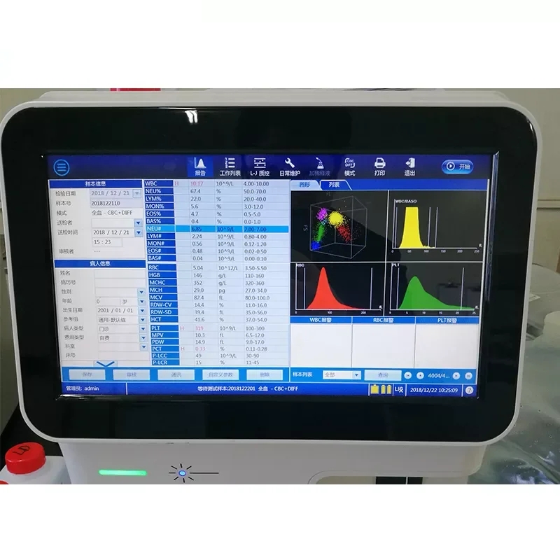 Class II Fully Automatic 3 Part Hematology Analyzer with 14 Inch Touch Screen Display