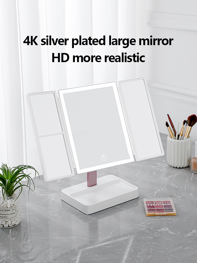 Trifold vanity Lighted Magnifying Makeup Mirror Cosmetic ABS Plastic