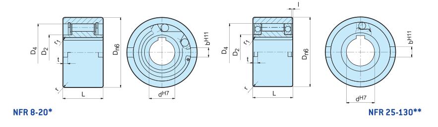 NFR30 3200 RPM One Way Roller Clutch With Ball Bearings