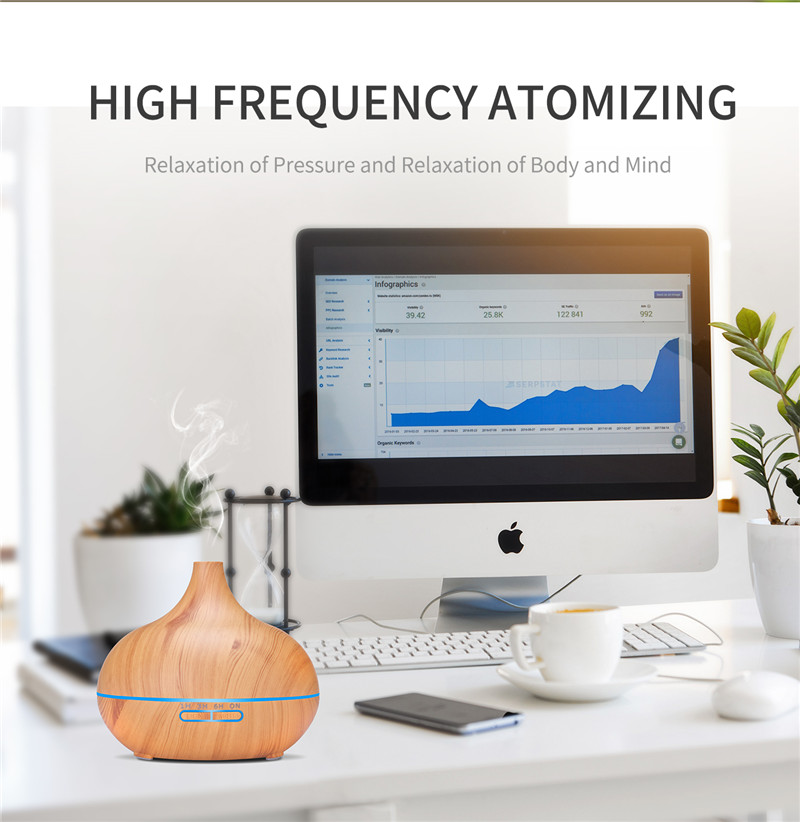 HomeFish Wood Grain USB Ultrasonic Aroma Humidifier Mist Output 30ml/H