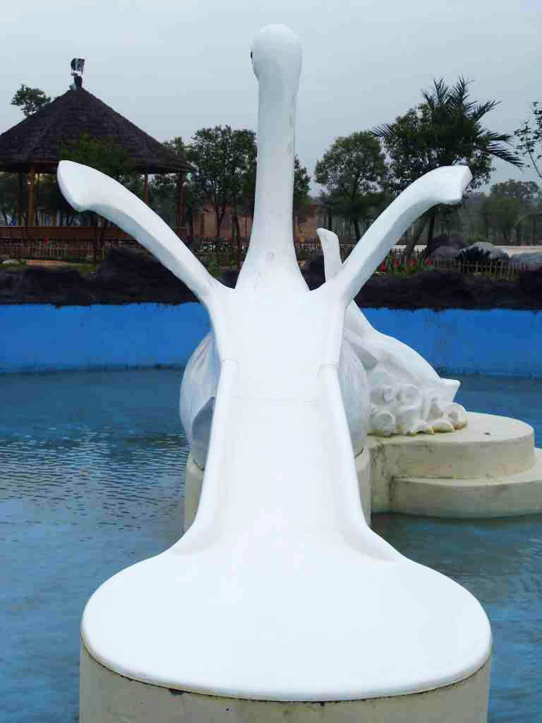 Funny Fiberglass Water Park Slide with Swan Shaped for Kids Aqua Play