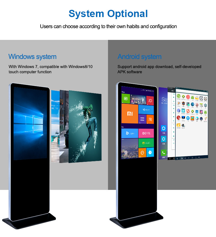LED LCD Indoor Digital Advertising Display Signage With 4cm Ultra Thin Body