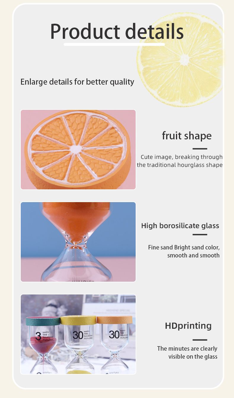 Home Decor Resin Yoga Hourglass Shaped Fruit Mini Hourglass Timer