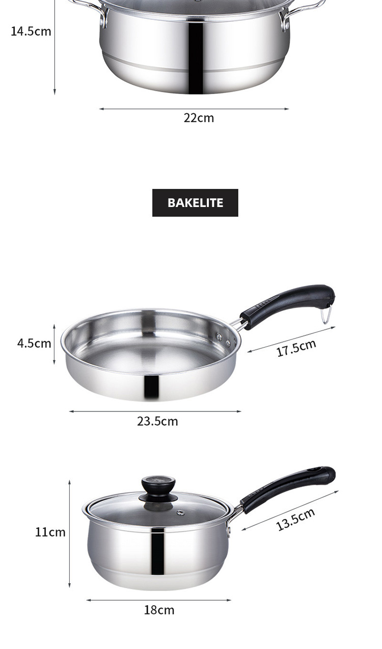 Cheap Price Cookware Set Induction Silver Pot Set Stainless Steel Cookware Set 5pcs Cooking Pot And Pans