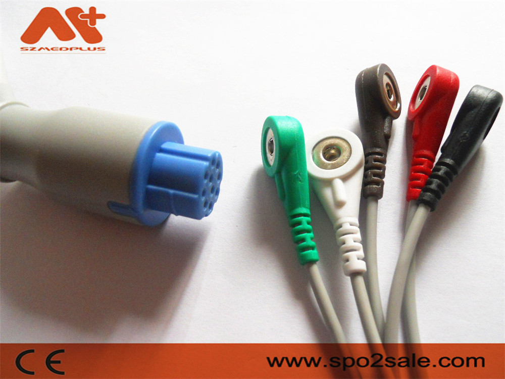 Datex Ohmeda Compatible 5 Lead Snap Direct-Connect ECG Cable CB-72595R