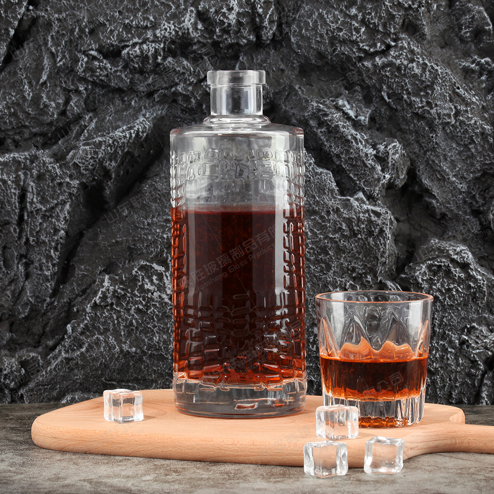 Bar Party Liquor Bottle Clear Glass Whiskey Decanter Dispenser Set 1000ml Hot Stamping
