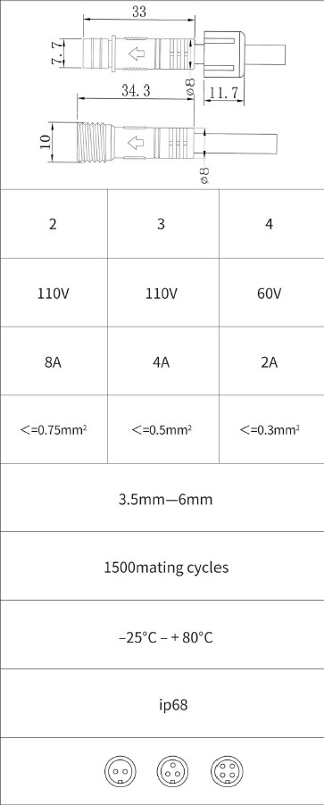 PVC M10 Waterproof Cable 4-Pin Waterproof Male And Female RGB Lights With Cable Plug IP67 Waterproof Cable