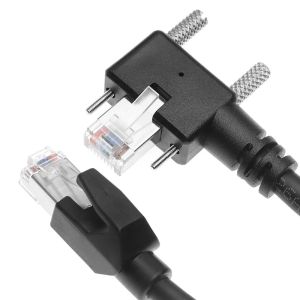 Alvin's GigE Vision Cable CAT6a Shielded 3.3ft Left Angle Vertical RJ45 Screw