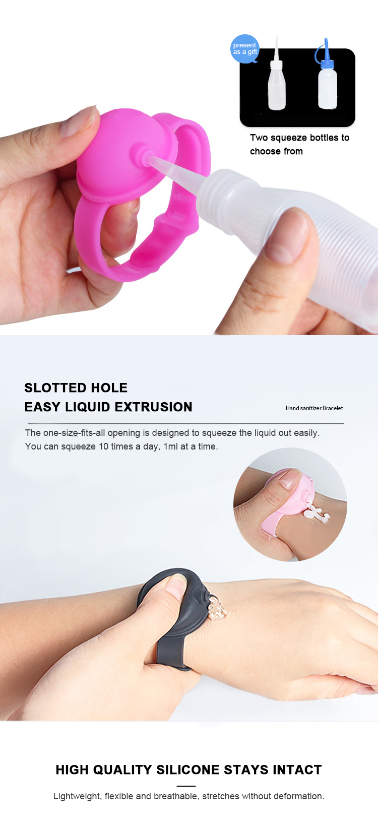 Unisex silicone Hand Sanitizer Bracelet