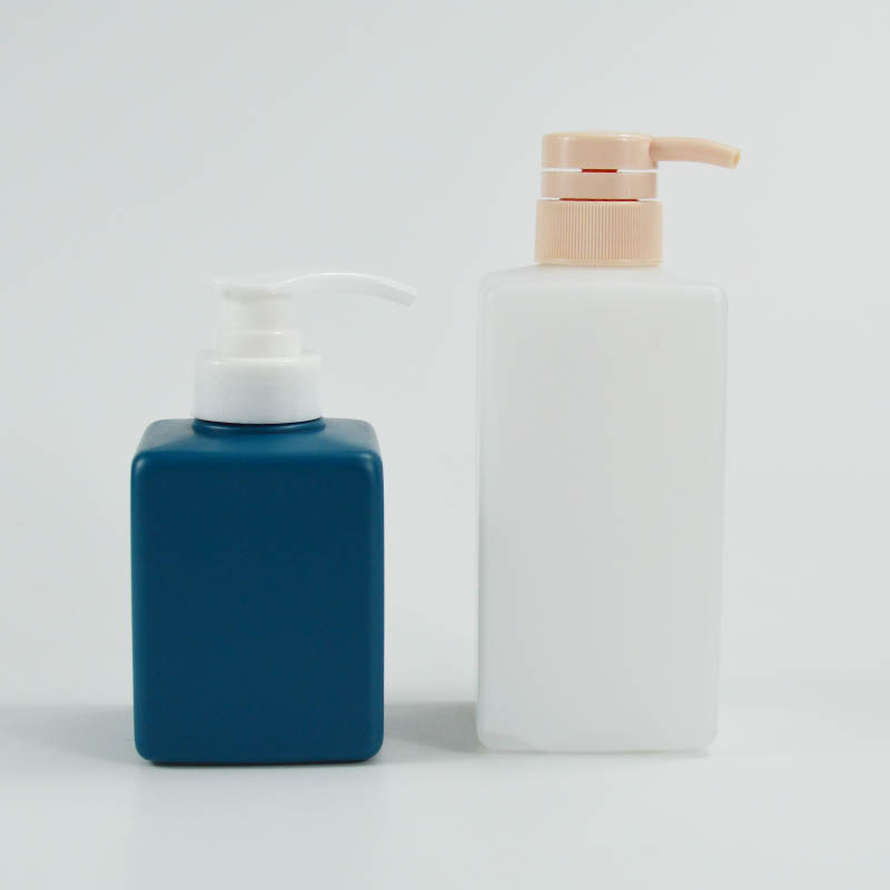 500ml 16oz Plastic HDPE Square Shape Bottle with Pump for Shampoo Shower Gel Packaging