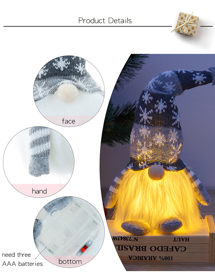Kids Room Christmas Tree LED Night Light Plush Cuddly Santa Claus Style