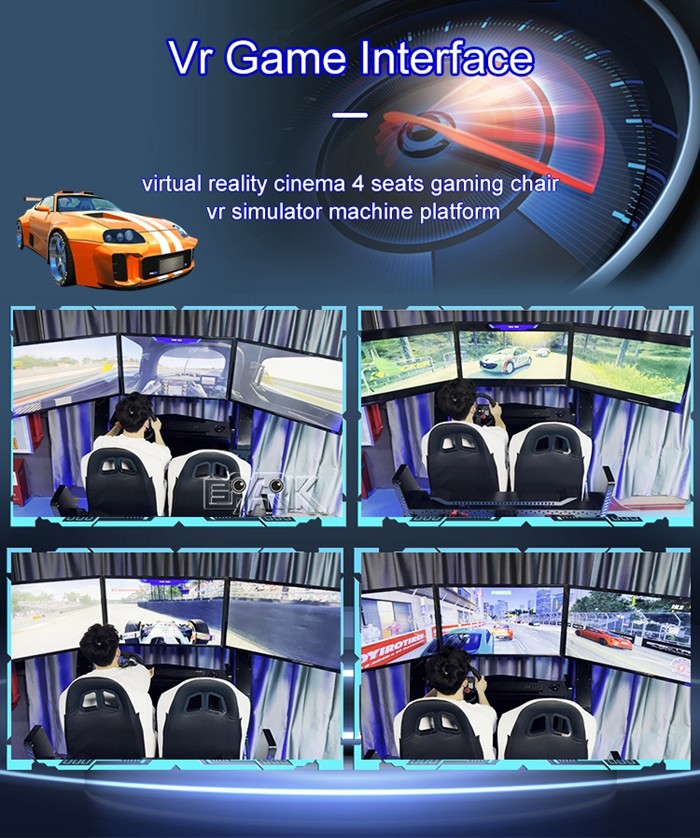Three Axis Three Screen 9D VR Simulator VR Racing Car Double Seats Arcade Games