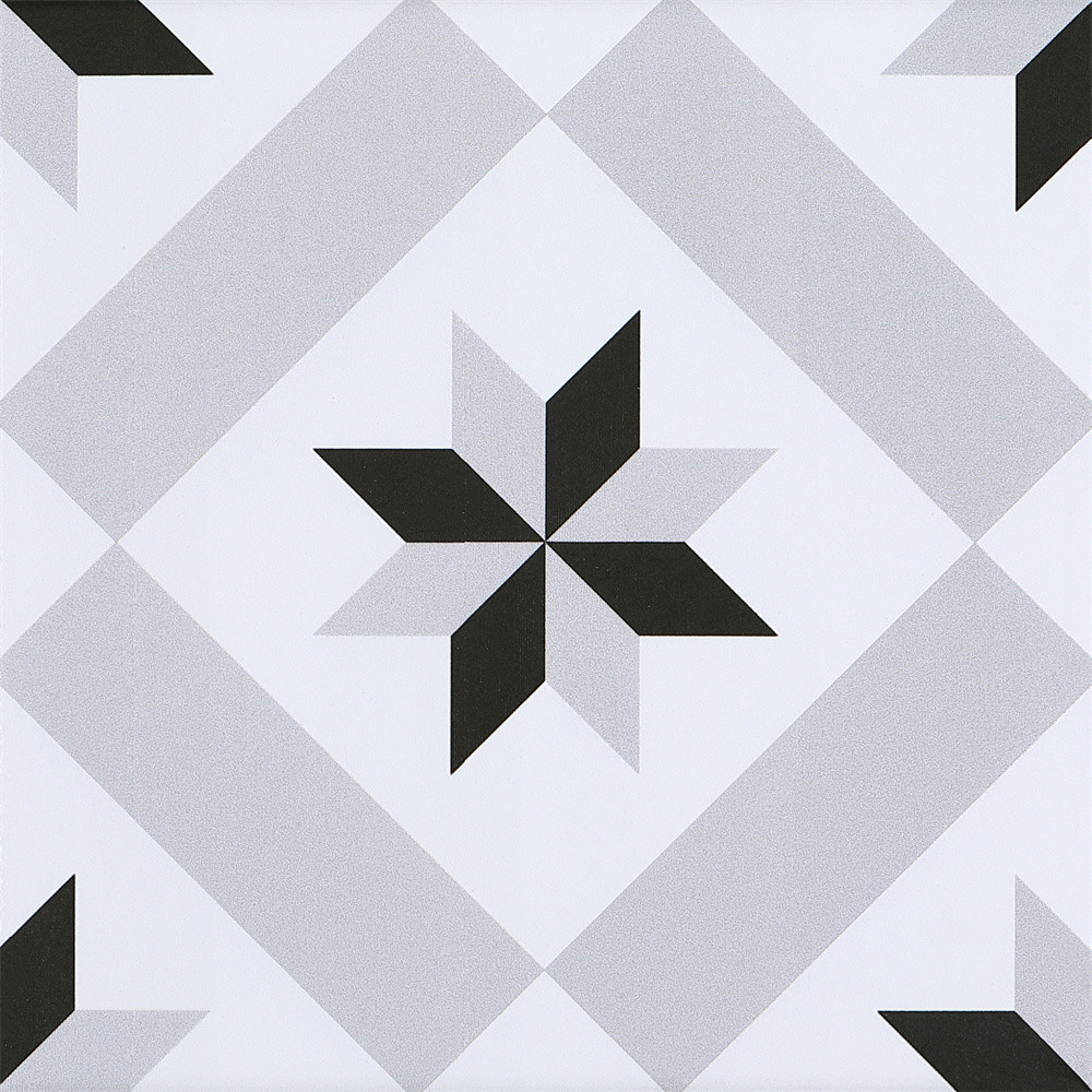 Firebrick And Non-Slip Black And White Floral Ceramic Rustic Tile For Restaurant And Living Room 4 Styles