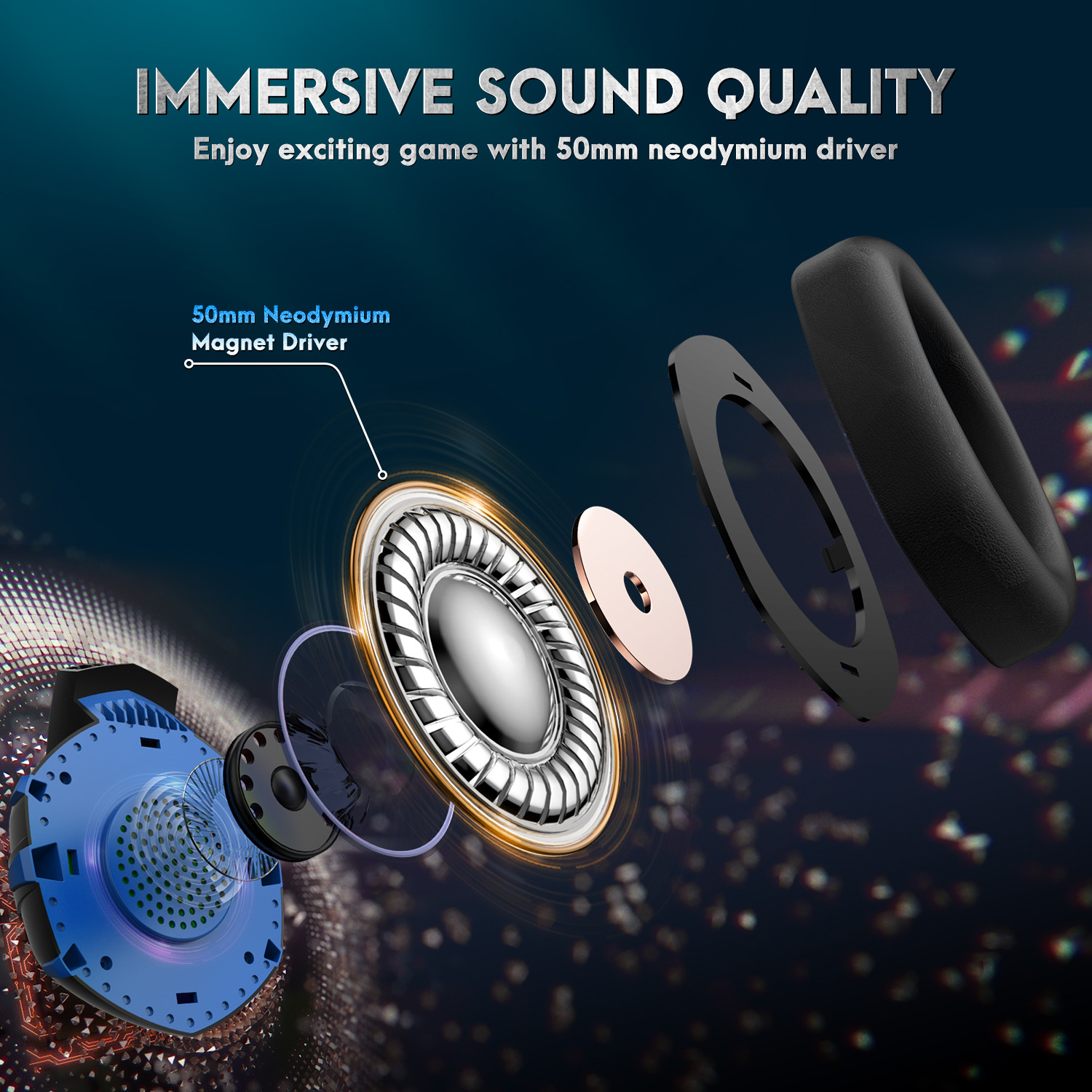 ABS PC 100mA Noise Cancelling Gaming Headphones Onikuma K2 Pro Fcc