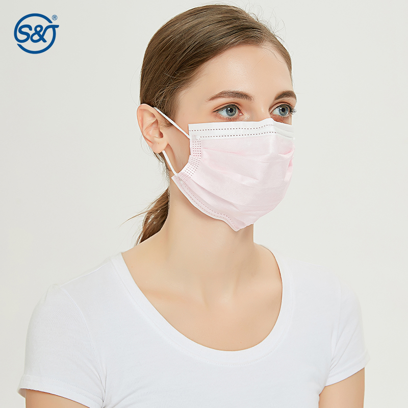 S&J "Secure+" Disposable Face Mask in Lavender Medical Grade ASTM F2100 LEVEL1 Extended Coverage Secure Fit 4 Pleats Double Wire