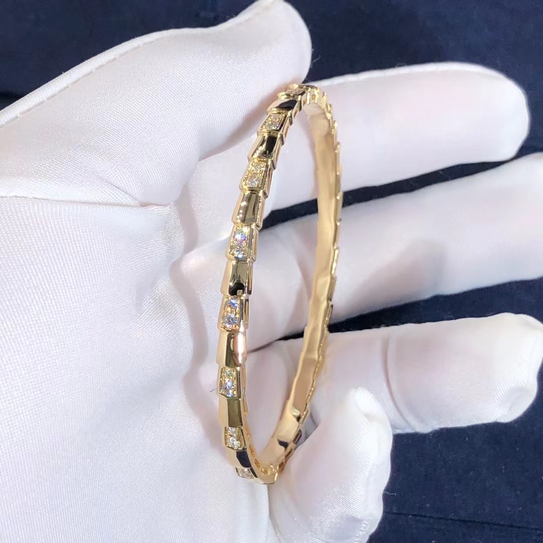Elegant i 18k Gold Serpenti Viper Bracelet Natural Diamonds Real Gold Real Diamonds