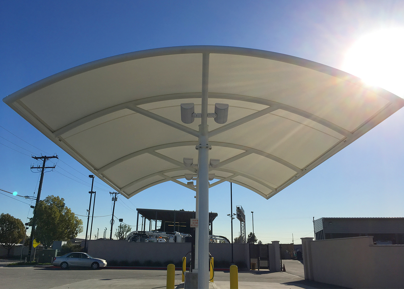 PTFE Architectural Fabric Tent Shade Shed Tensile Membrane Structure For Landscape