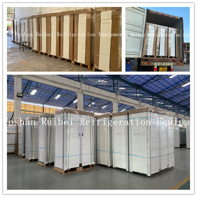 Commercial 2 Glass Doors Freezer With LED Supermarket Black Painted Steel Upright Deep Freezer