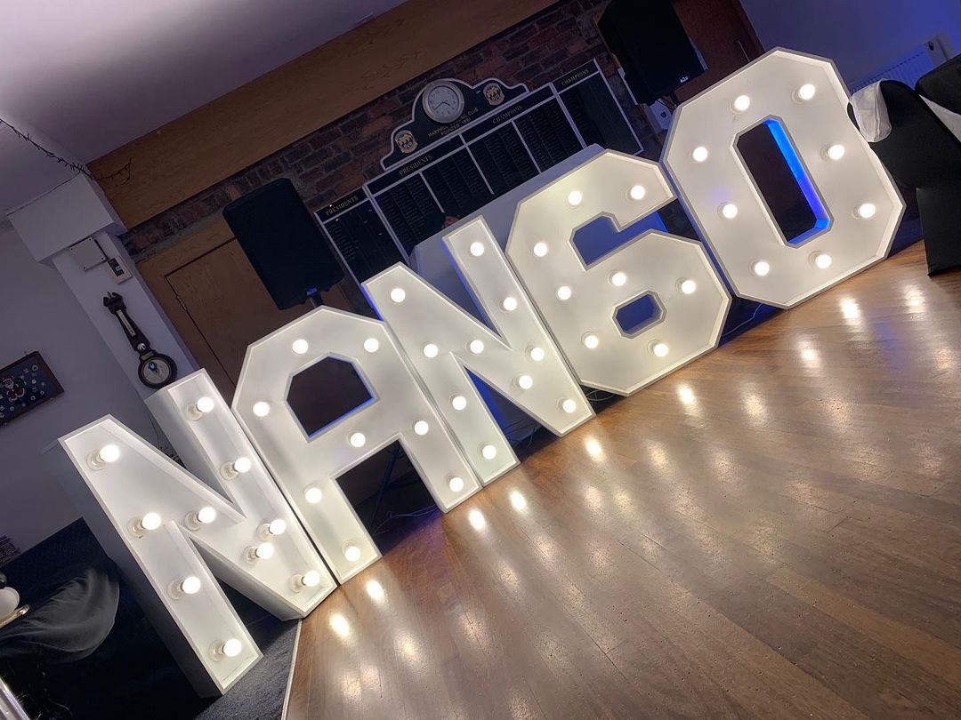 Stainless Steel LED Metal Bulb Letters Signage for Office and Birthday Celebration