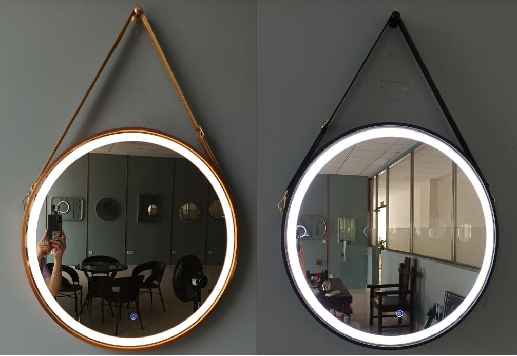 Aluminum Frame Black Hanging Vanity Mirror With Lights 24W