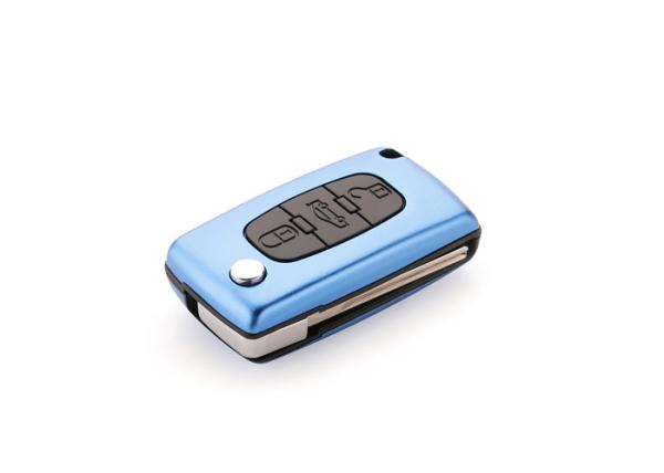Car Key Case Shell Aluminum Folding Remote Shell For Peugeot Blue Peugeot Key