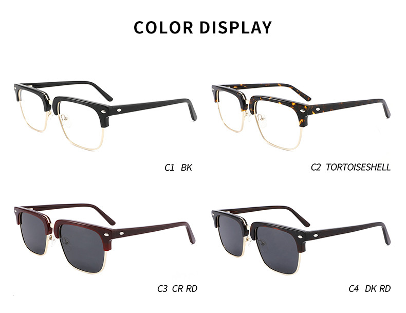 Retro Rivet Acetate Metal Glasses , CE Square Eyewear Frames Customize Logo